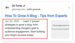 meta description box